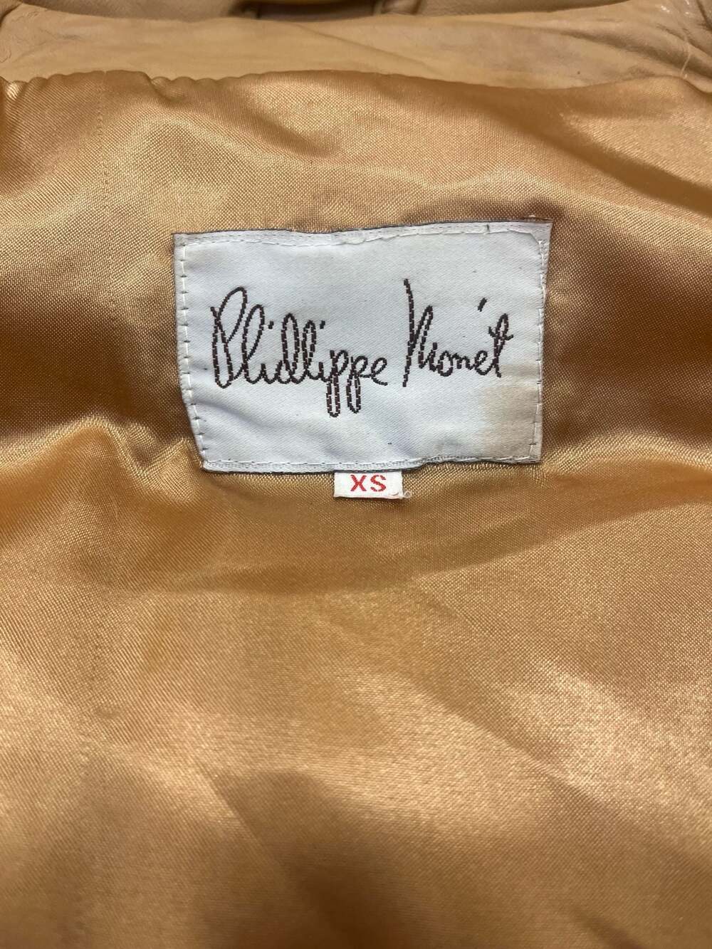 Philippe Monet Vintage Genuine Leather Puffer Vest with Down/Feather - Size XS - Picture 4 of 6